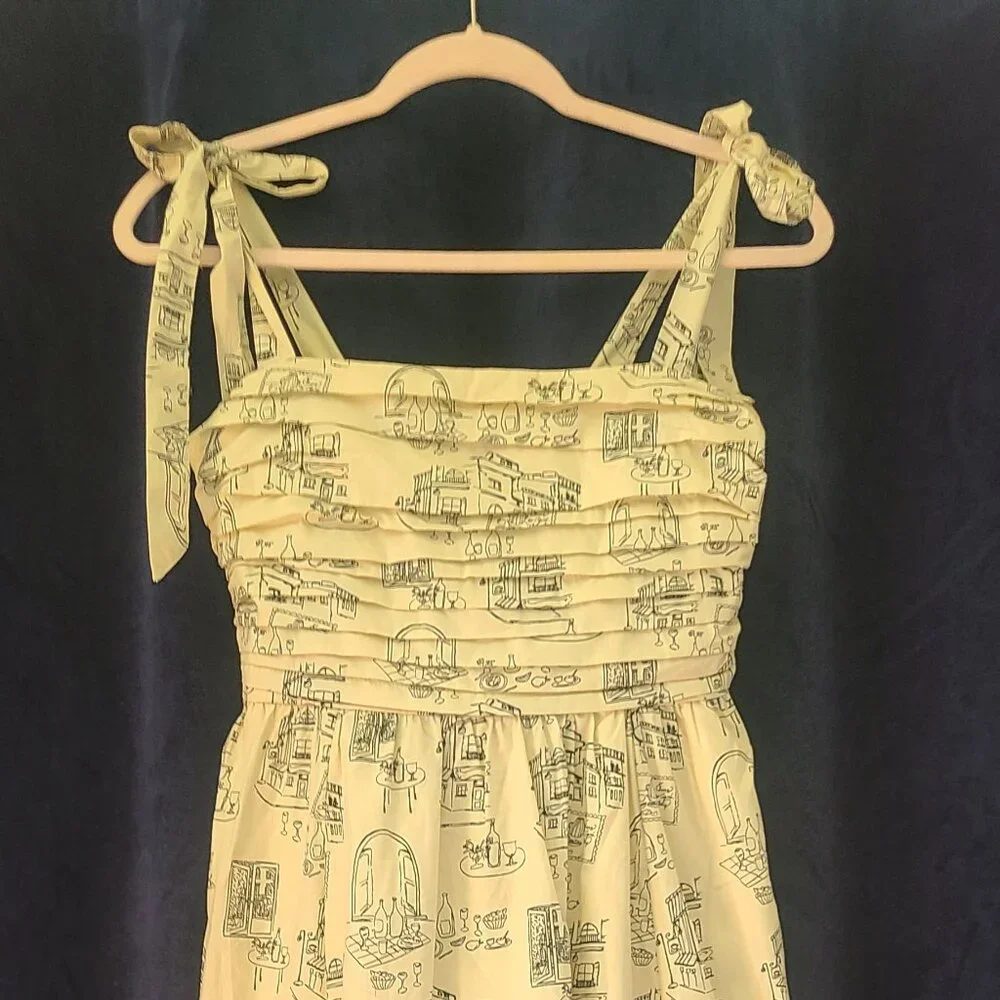 Abercombie & Fitch Midi Black and White Print Summer Cotton Dress Size Small NWT - Picture 6 of 7